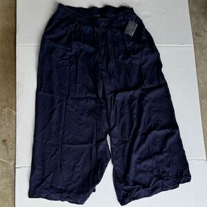 Vince Camuto Deep Navy Satin Drawstring Pants